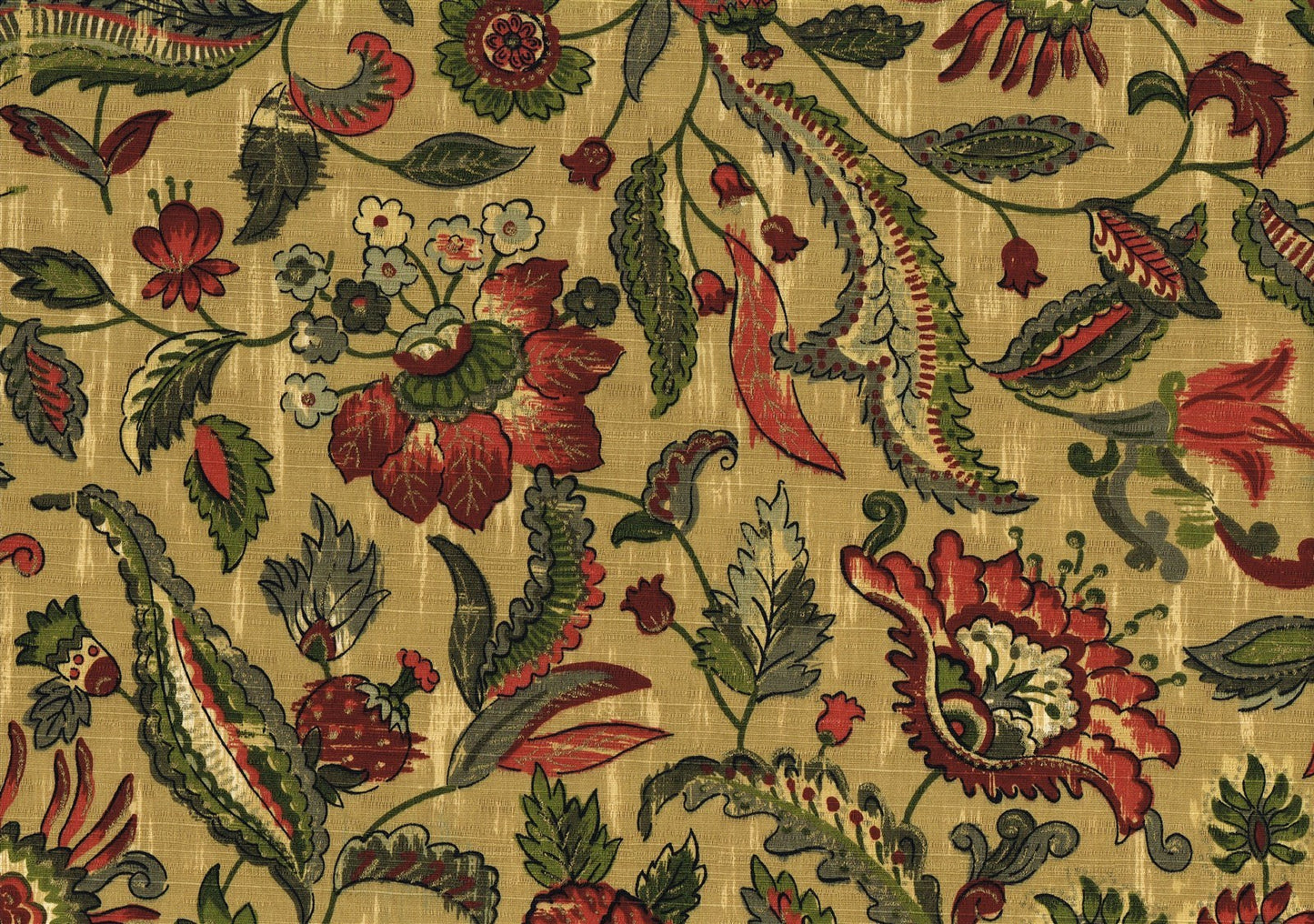 Braemore Textile Khaki Burgundy Green  Drapery Upholstery  