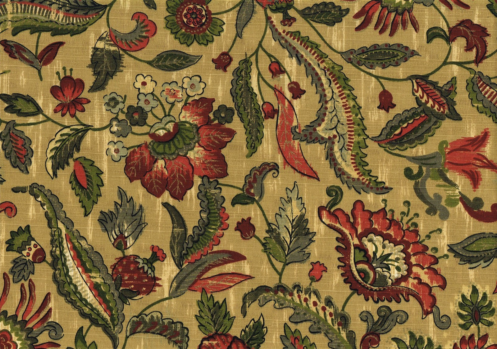 Braemore Textile Khaki Burgundy Green  Drapery Upholstery  