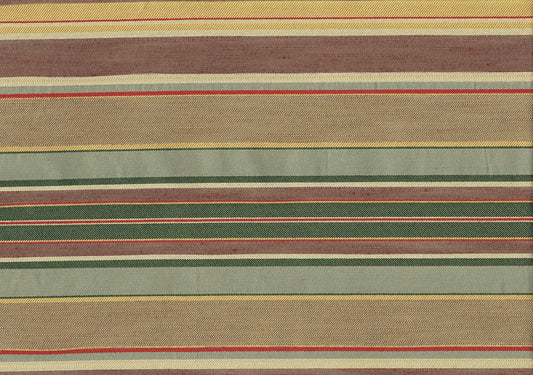 Designer Fabric Brown Gold Red Beige Mauve Stripe Drapery Upholstery 