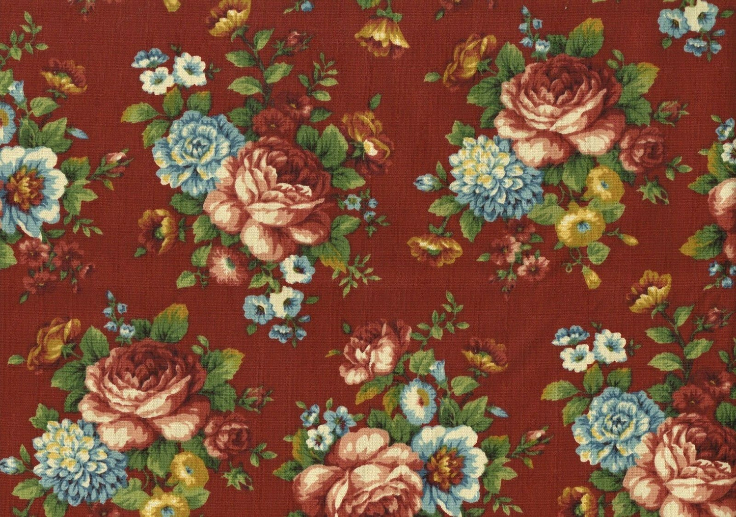 5 Yards Designer Fabric Red Blue Green  Indoor/Outdoor Drapery Upholstery 