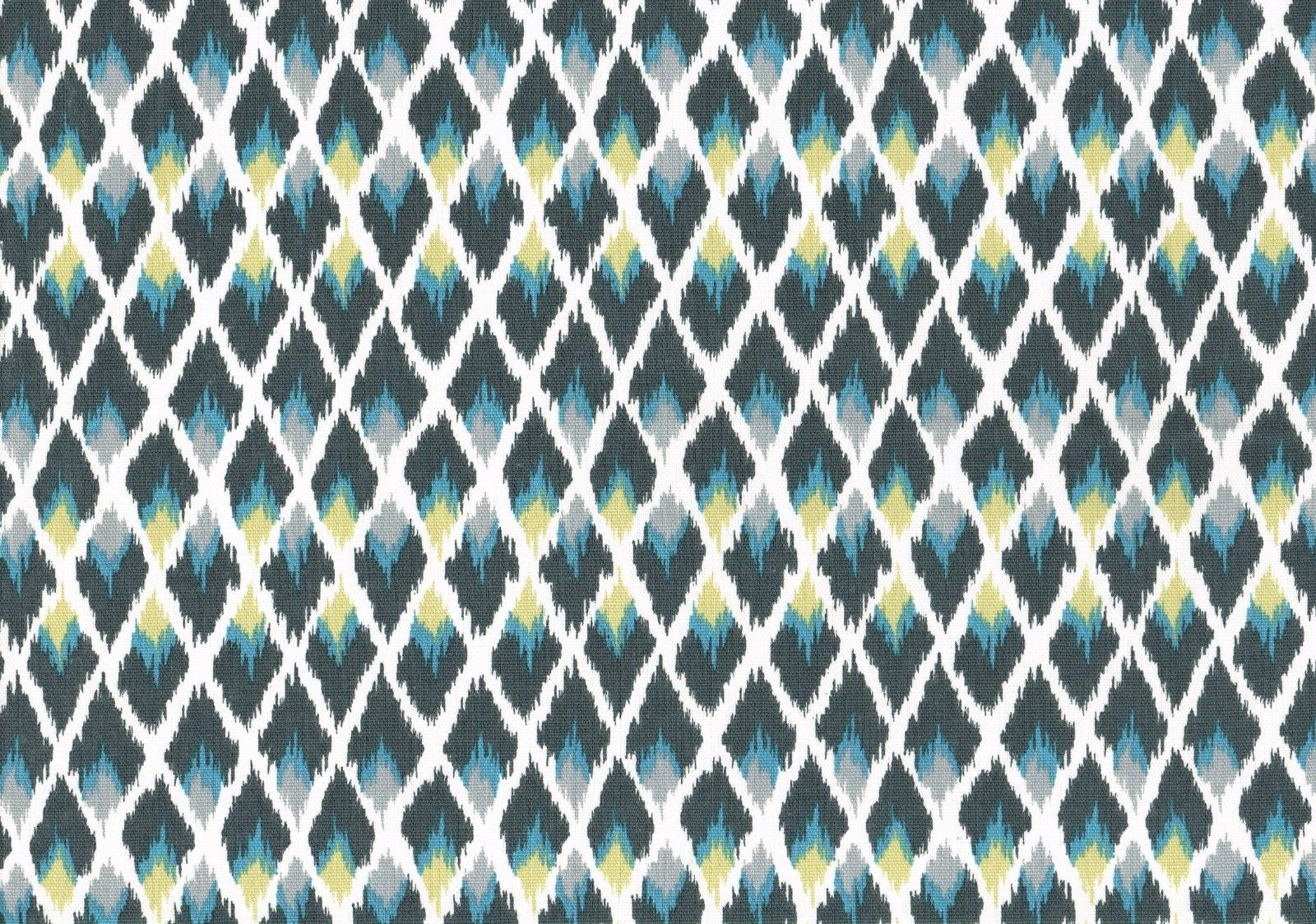 5 Yds Robert Allen Fabric Gray Aqua Gold  Cotton Drapery  Upholstery