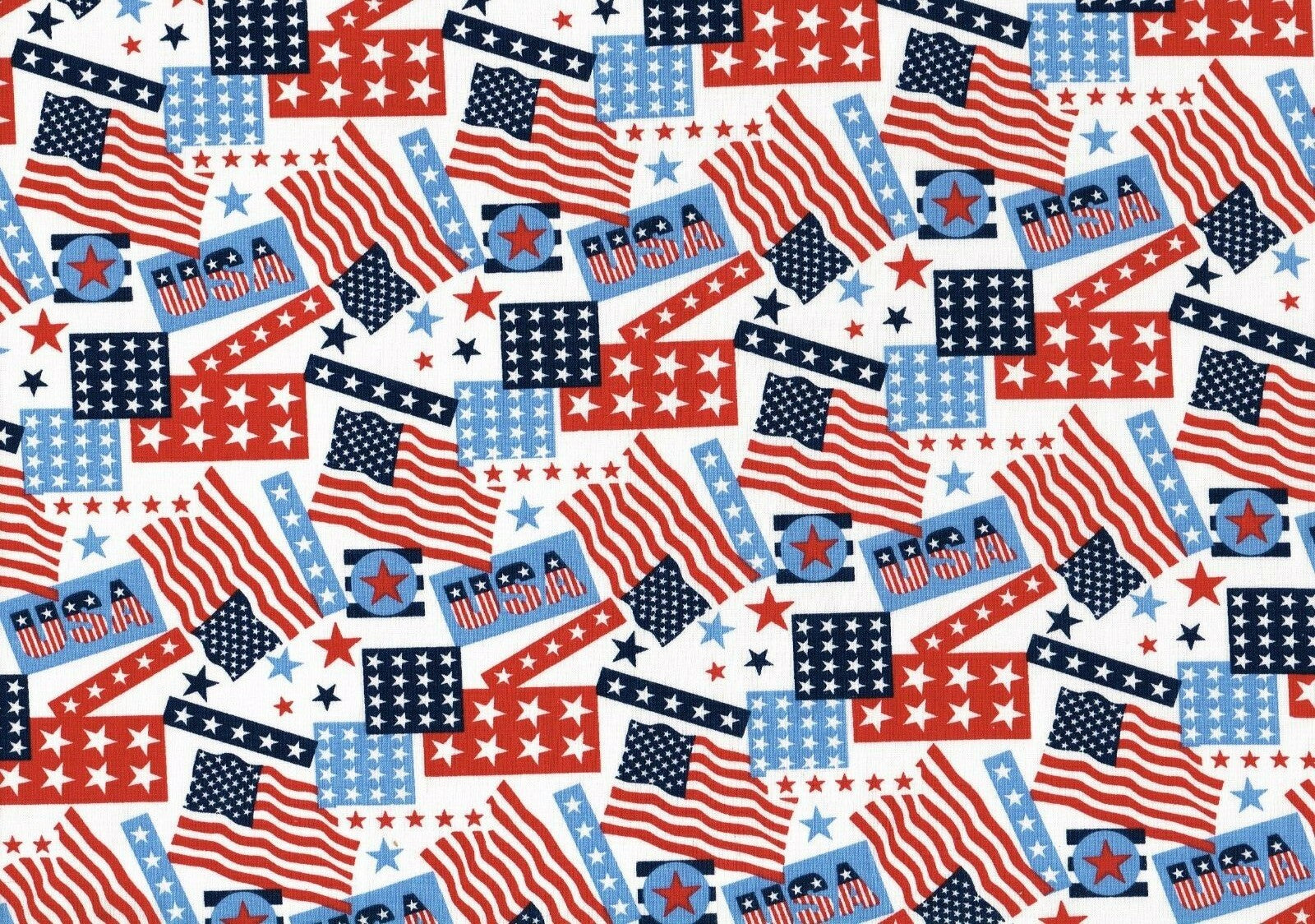 Designer Fabric Old Glory Flags  Stars 100% Cotton Quilting Drapery Upholstery 