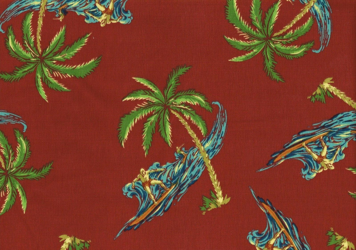Waverly Fabric Hang Ten Burgundy Green Blue Cotton Drapery Upholstery 