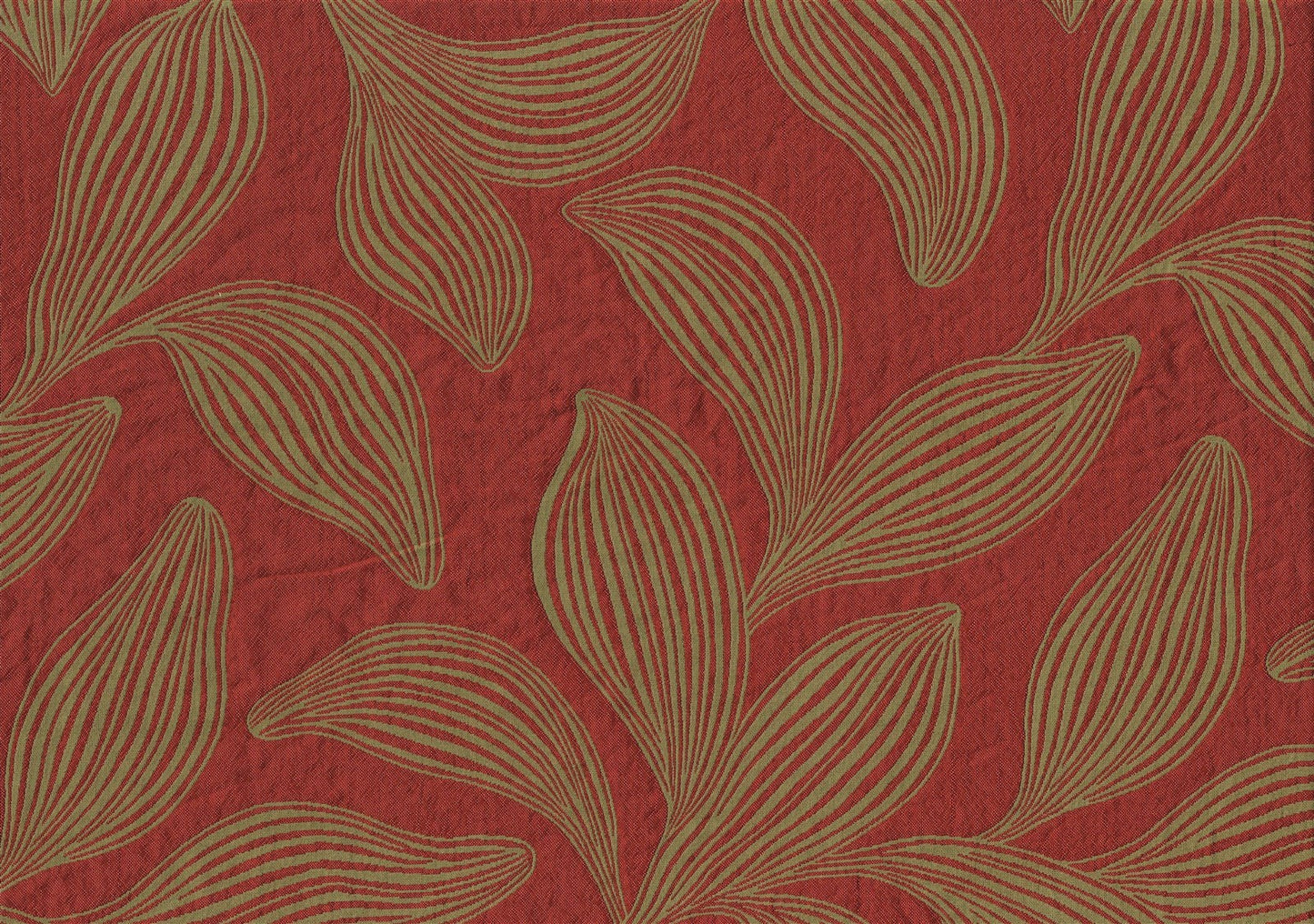 Robert Allen Fabric Bharati Sumac  Red Khaki Leaves Drapery  Upholstery 