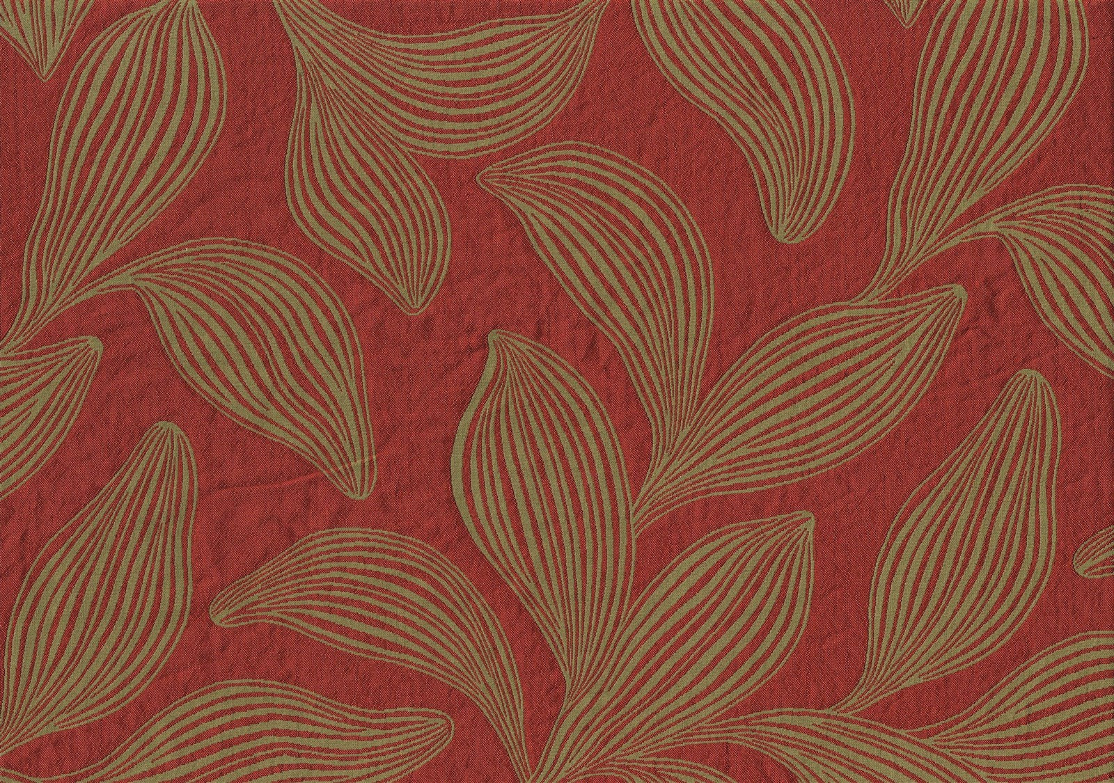 Robert Allen Fabric Bharati Sumac  Red Khaki Leaves Drapery  Upholstery 