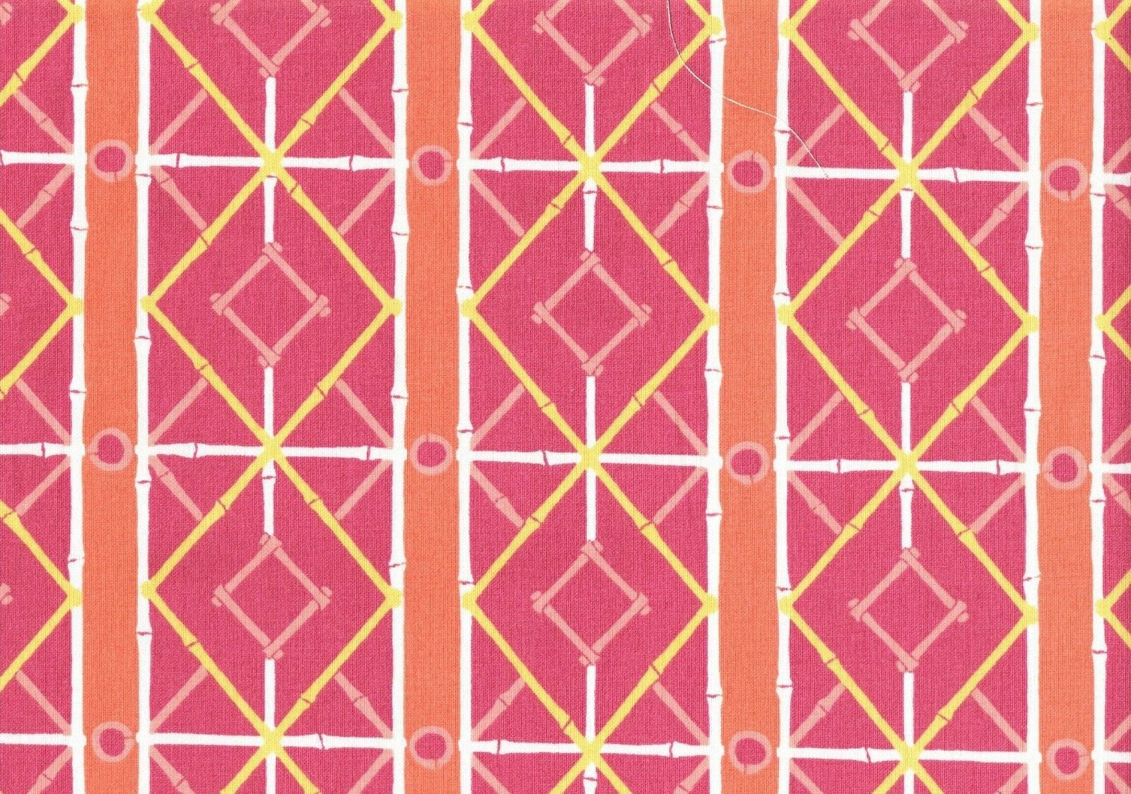 PKaufmann Fabric Marion Crowley Design Pink Orange White  Drapery Upholstery 