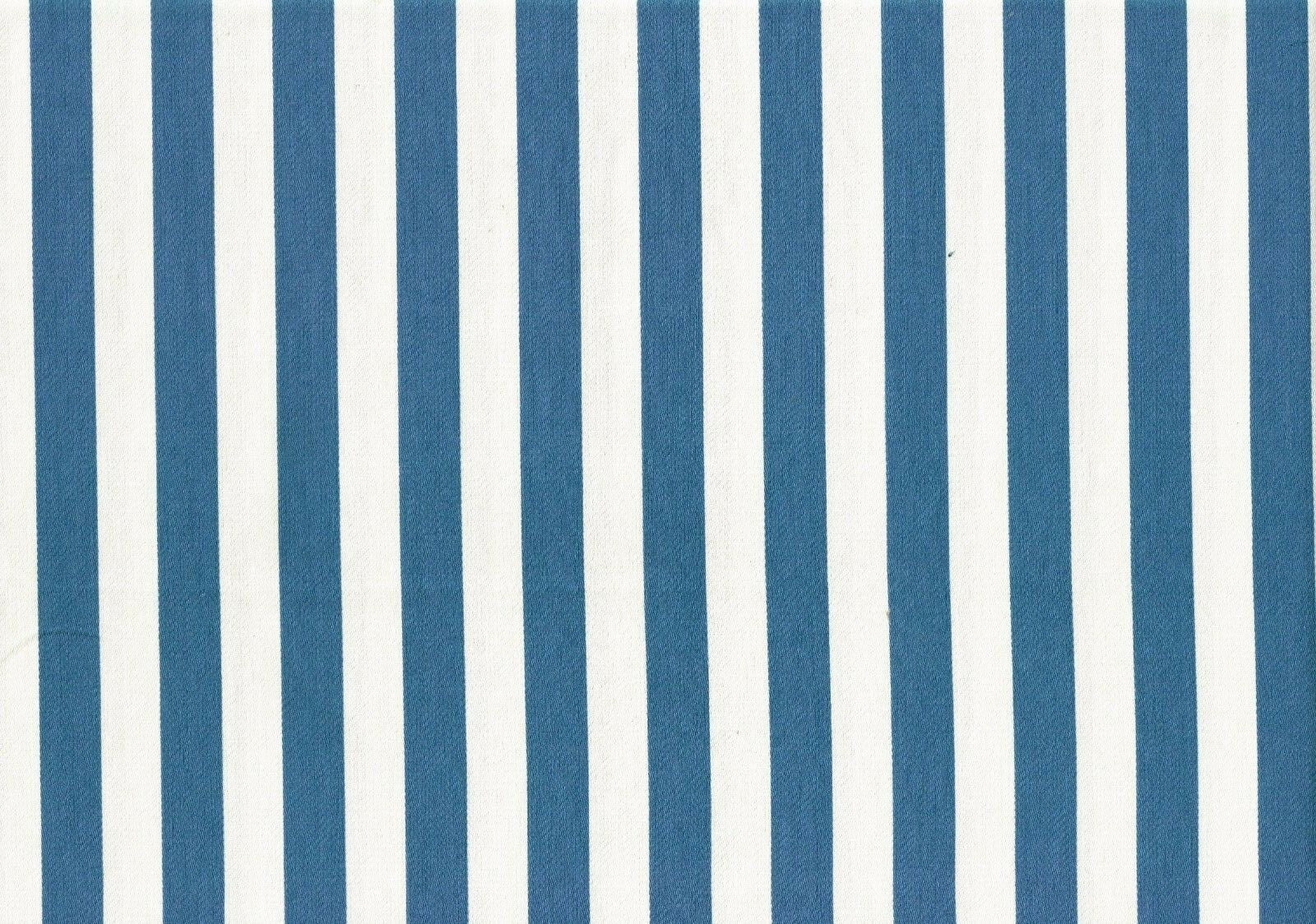 5 Yds Designer Fabric Blue White 3/4" Stripe Cotton Blend   Drapery Upholstery 