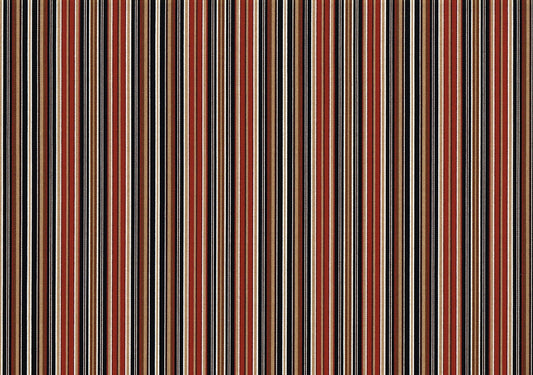Bryant Ind Fabric  Red Black Gold Brown Striped  Outdoor Drapery Upholstery  
