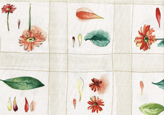 Covington Fabric Beige White Red Green Yellow  Cotton  Drapery  Upholstery 