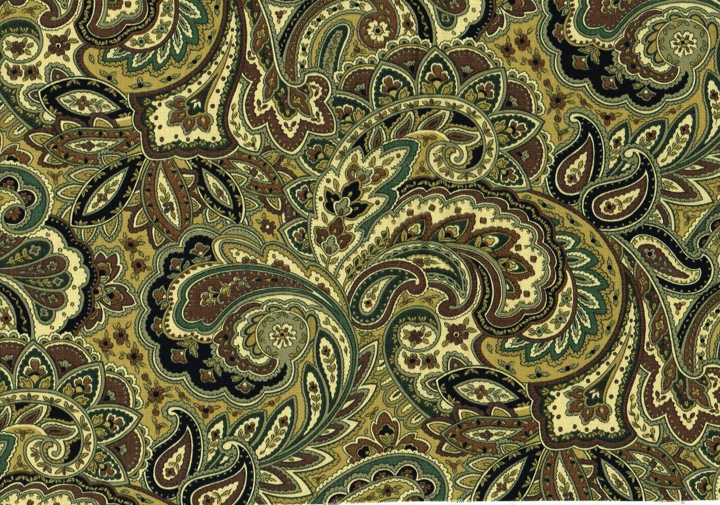 5 Yds Mill Creek Fabric Morelia Brown Gold  Paisley Cotton Drapery Upholstery