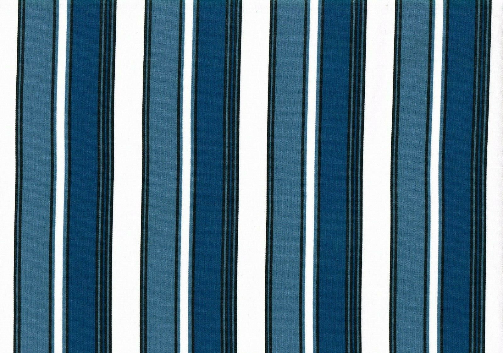 6 Yds  WHS Fabric Shades Of Blue White Stripe Indoor/Outdoor Drapery Uphl