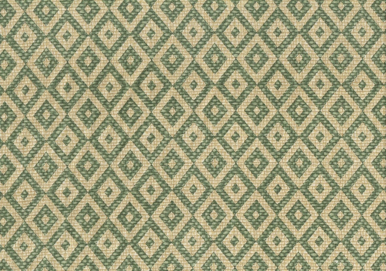 Spectrum Fabric Green Beige Diamonds Cotton Drapery Upholstery