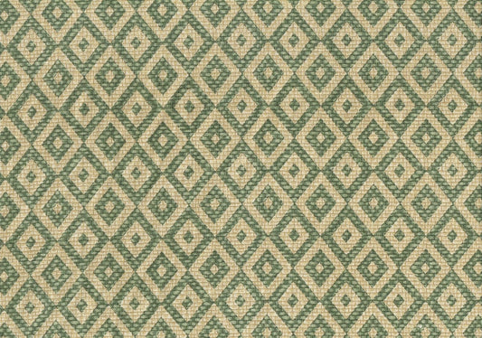 Spectrum Fabric Green Beige Diamonds Cotton Drapery Upholstery