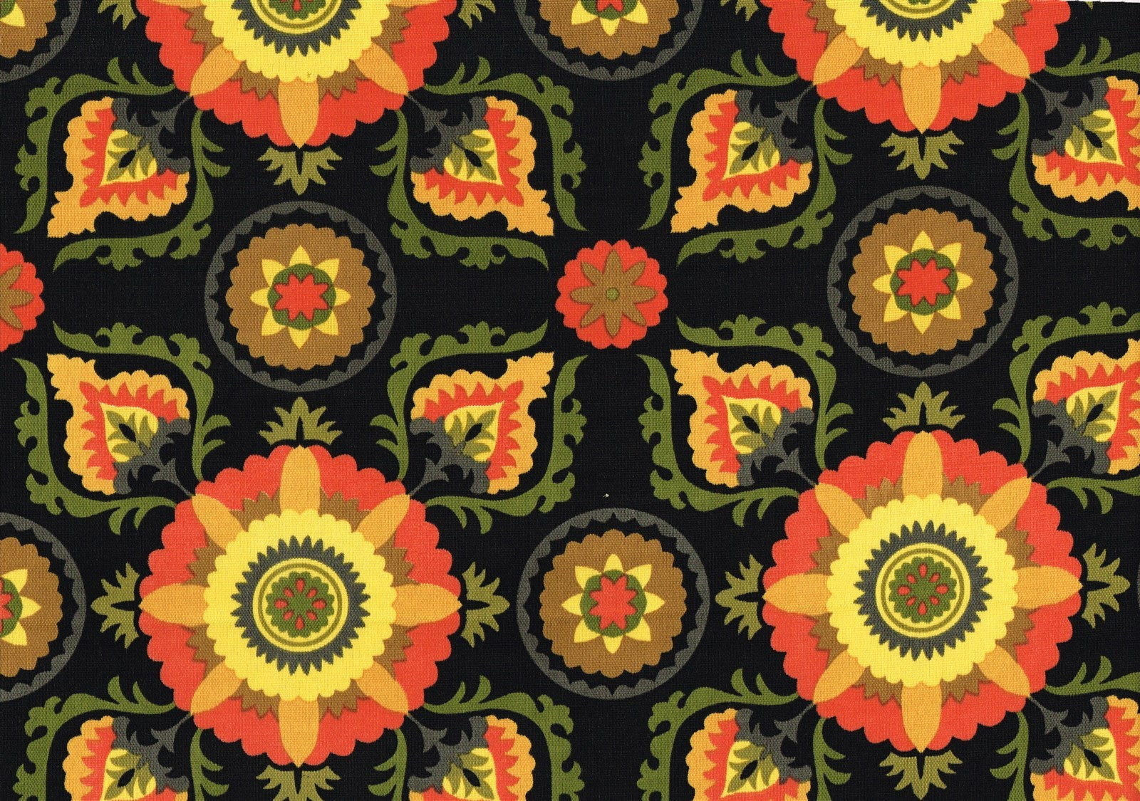  Mill Creek Fabric Callo-Fredo Noir Black Coral Olive Gold Outdoor Upholstery   