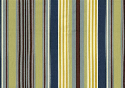 Microfibers Fabric   Green Navy Chartreuse Brown Off White  Stripe  Drapery 
