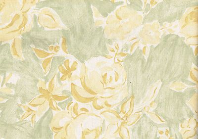 Wellington Decorative  Fabric  Green Gold Floral Print Cotton  Drapery 