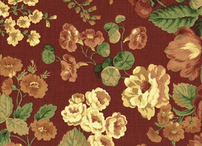 Robert Allen Floral Bouquet  Drapery Upholstery Rust 