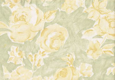 Wellington Decorative  Fabric  Green Gold Floral Print Cotton  Drapery 