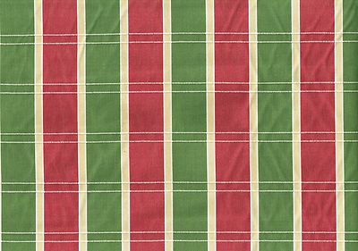 Designer Fabric Green Off White Rose Striped Cotton  Drapery Upholstery 