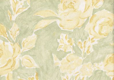 Wellington Decorative  Fabric  Green Gold Floral Print Cotton  Drapery 
