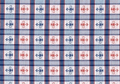 Designer Fabric Blue Red Airplanes Drapery Upholstery Cotton 