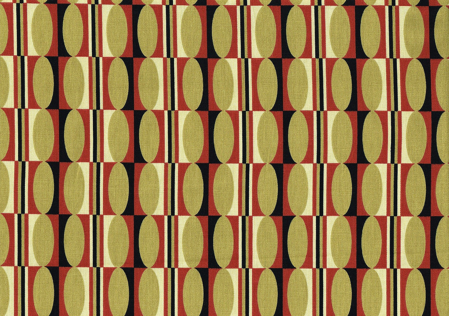 Waverly Fabric Shapes Camel Red Black  Cotton Drapery Upholstery  