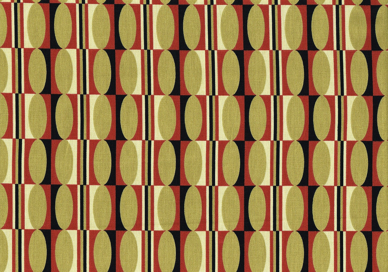 Waverly Fabric Shapes Camel Red Black  Cotton Drapery Upholstery  