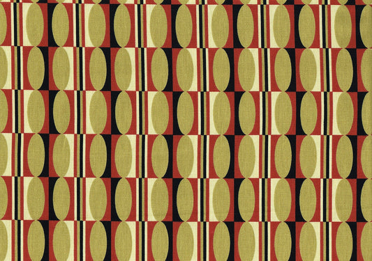 Waverly Fabric Shapes Camel Red Black  Cotton Drapery Upholstery  