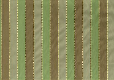 Designer Fabric Green Brown Beige Yellow Striped  Drapery Upholstery 