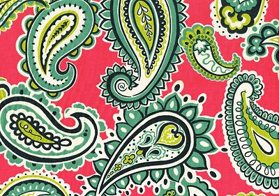 PKaufmann Fabric Pink Teal Lime Cotton Drapery Upholstery  Paisley 